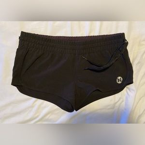 Black Hurley swim cover up shorts.